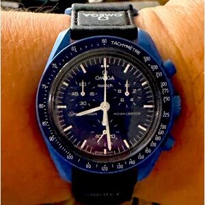 RARE Omega Swatch Blue Tachymetre Watch (NEPTUNE)